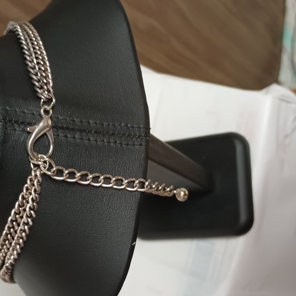 Vintage bib style choker | necklace metal and smokey rhinestone | silver toned - Picture 6 of 6